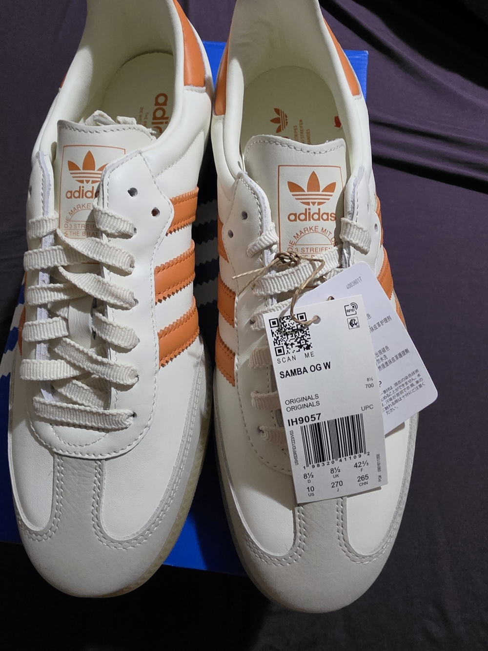 adidas Samba OG W White & Orange Leather Sneakers